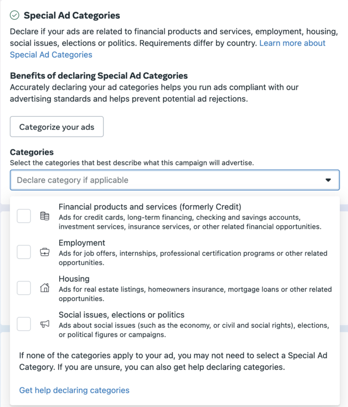 Special Ad Categories